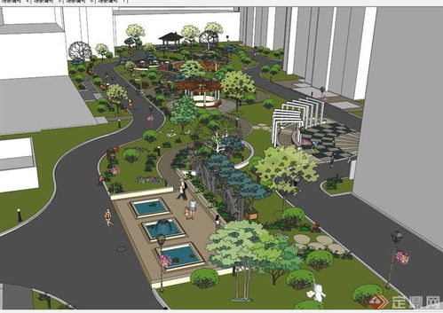 居住區景觀規劃設計su模型