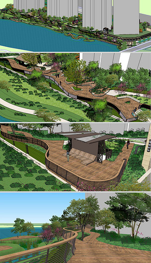 濱水景觀設(shè)計(jì)su模型下載-編號(hào)19129216-景觀小品